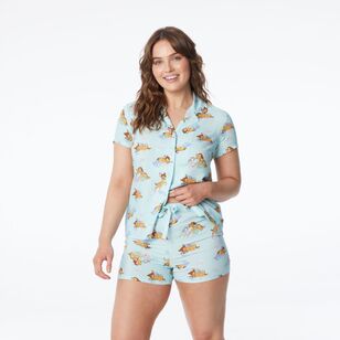 Disney Women's Bambi Woven Short Pyjama Set Light Blue