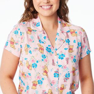 Disney Women's Winnie the Pooh Woven PJ Set Pink