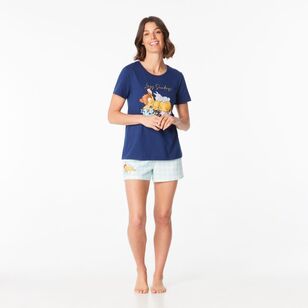 Disney Women's Bambi Short Sleeve Pyjama Box Set Navy