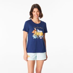 Disney Women's Bambi Short Sleeve Pyjama Box Set Navy