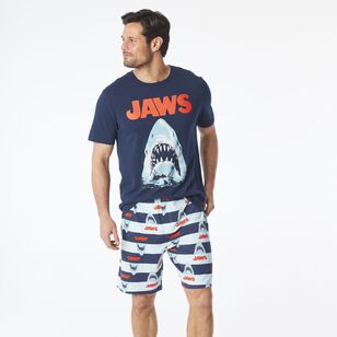 Universal Men's Jaws Short Sleeve PJ Gift Box Set Navy