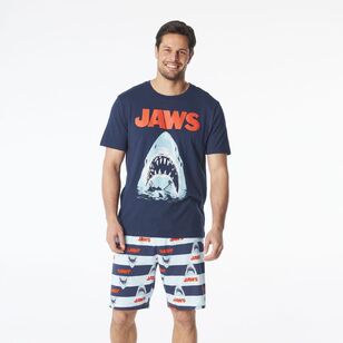 Universal Men's Jaws Short Sleeve PJ Gift Box Set Navy