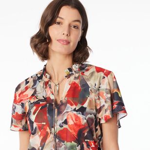 Jane Lamerton Women's Ruffle Neck Blouse Oasis