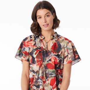 Jane Lamerton Women's Ruffle Neck Blouse Oasis