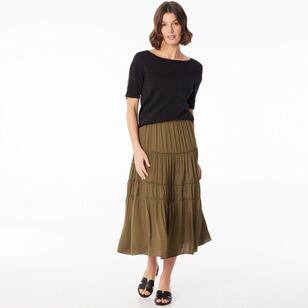 Jane Lamerton Women's Peasant Skirt Khaki