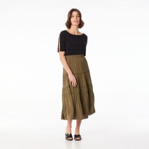 Jane Lamerton Women's Peasant Skirt Khaki