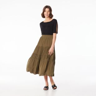 Jane Lamerton Women's Peasant Skirt Khaki