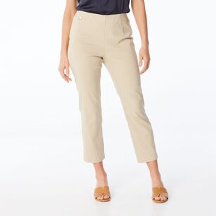 Jane Lamerton Women's Bengaline 7/8 Button Pants Almond