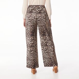 Jane Lamerton Women's Silky Sateen Wide Leg Pants Print