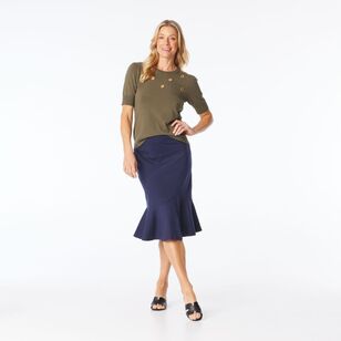 Jane Lamerton Women’s Ponte Asymmetric Hem Skirt Midnight