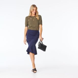 Jane Lamerton Women’s Ponte Asymmetric Hem Skirt Midnight