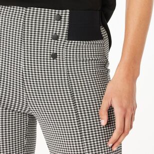 Khoko Smart Women's Houndstooth Button Pants Houndstooth