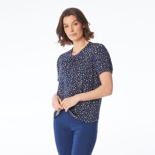 Khoko Smart Women's Jersey Pleat Top Navy