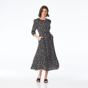 Khoko Smart Women's Viscose Midi Dress Black