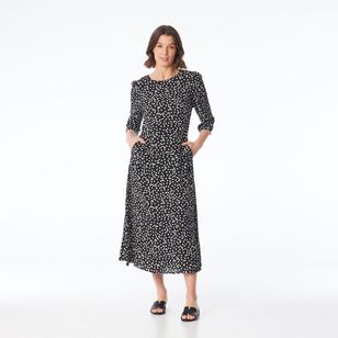 Khoko Smart Women's Viscose Midi Dress Black