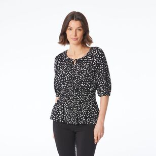 Khoko Smart Women's Viscose Peplum Top Black