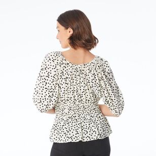 Khoko Smart Women's Viscose Peplum Top Ivory