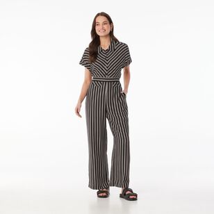 Khoko Edition Women's Stripe Contrast Pants Black