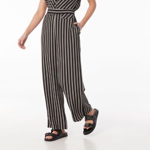 Khoko Edition Women's Stripe Contrast Pants Black