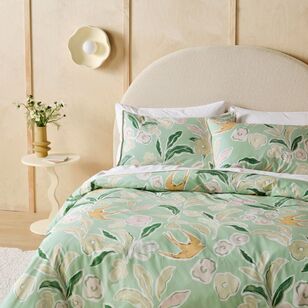 Linen House Hydria Cotton Quilt Cover Set Green