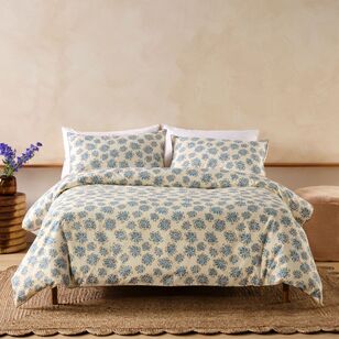 Linen House Rimini Cotton Quilt Cover Set Blue