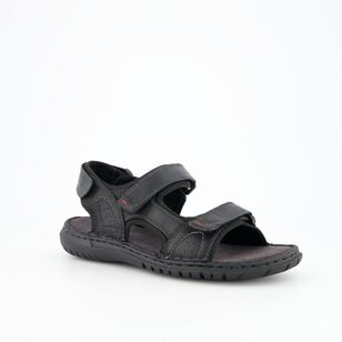 JC Lanyon Men's Jimmy Leather Double Strap Sandal Black