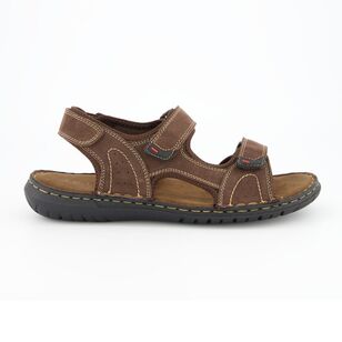 JC Lanyon Men's Jimmy Leather Double Strap Sandal Brown