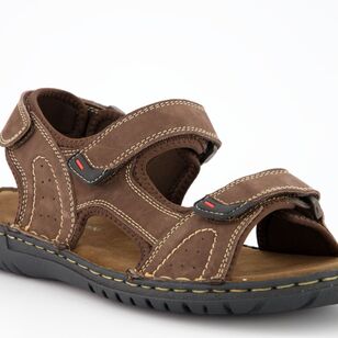 JC Lanyon Men's Jimmy Leather Double Strap Sandal Brown