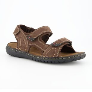 JC Lanyon Men's Jimmy Leather Double Strap Sandal Brown