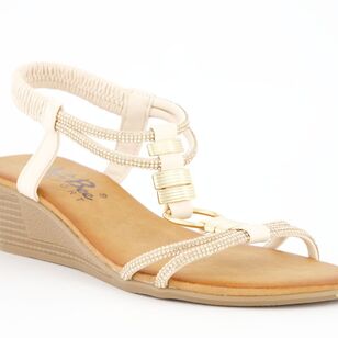 Just Bee Women's Selda T Bar Sandals Beige