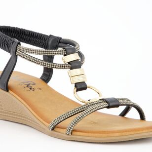 Just Bee Women's Selda T Bar Sandals Black