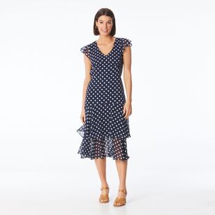 Jane Lamerton Women's Spot Tea Dress Navy