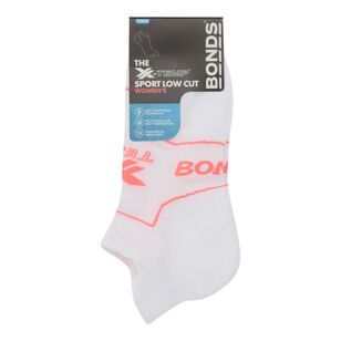 Bonds Women's X-Temp Sport Low Cut Socks 2 Pack White Multicoloured