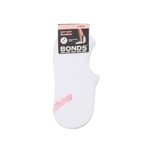 Bonds Women's Lightweight Logo Sneaker Socks 4 Pack White