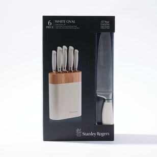 Stanley Rogers 6 Piece Oval Knife Block Set White