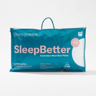 MiniJumbuk Sleep Better Australian Wool Low Profile Pillow White Standard