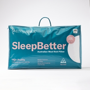 MiniJumbuk Sleep Better Australian Wool High Profile Pillow White Standard