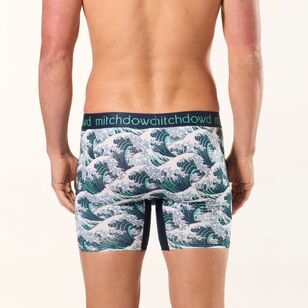 Mitch Dowd Men's Eco Great Wave Recycled Polyester Comfort Trunks 3 Pack Blue & Green