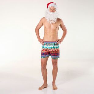 Mitch Dowd Men's Ugly Ho Ho Ho Satin Boxer Shorts Red & Multicoloured