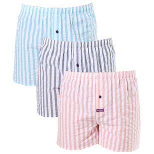 Mitch Dowd Men's Stripes Cotton Boxers 3 Pack Multicoloured Stripe