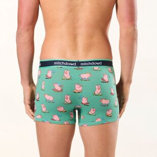 Mitch Dowd Men's Skater Pigs Cotton Trunks 3 Pack Navy & Green Combo