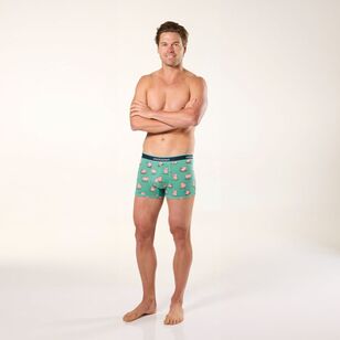 Mitch Dowd Men's Skater Pigs Cotton Trunks 3 Pack Navy & Green Combo