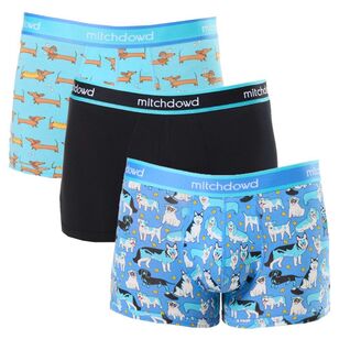 Mitch Dowd Men's Doggone Blues Cotton Trunk 3 Pack Blue