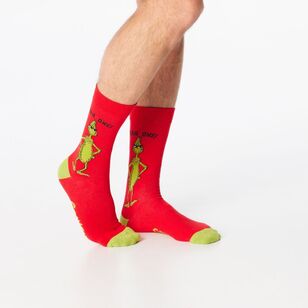 Mitch Dowd Men's Grinch Mean One Socks Red 41487