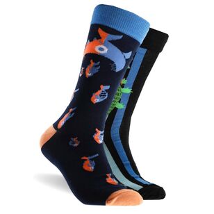 Mitch Dowd Men's Croc & Fish Bamboo Crew Sock 2 Pack Black Multicoloured 41487