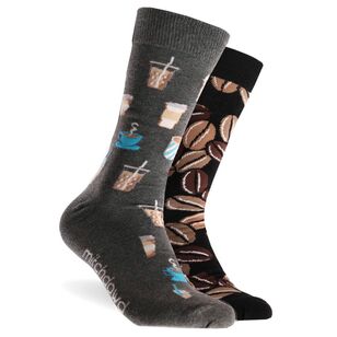 Mitch Dowd Men's Coffee Crew Sock 2 Pack Black Multicoloured 41487