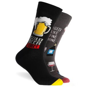 Mitch Dowd Men's Cheers Fun Sock 2 Pack Black Multicoloured 41487