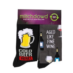 Mitch Dowd Men's Cheers Fun Sock 2 Pack Black Multicoloured 41487