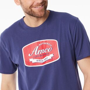 Amco Men's Badge Printed Tee Navy