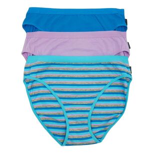 Underworks Women's Full Brief 3 Pack Blue Stripe